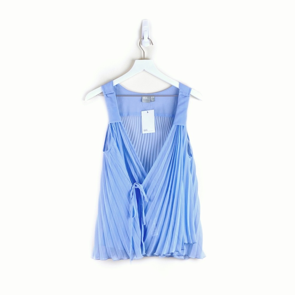 ASOS | NWT Pleated V-Neck Wrap Cami Top in Blue
